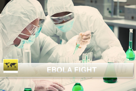 Digital composite of Ebola news flash with medical imageryの写真素材