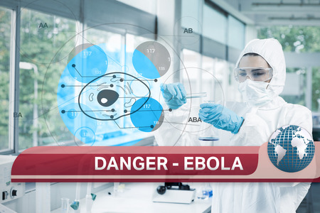 Digital composite of Ebola news flash with medical imageryの写真素材