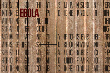 Ebola word cluster against wooden surface with planksの写真素材