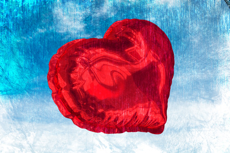 Composite image of heart balloons in the skyの写真素材