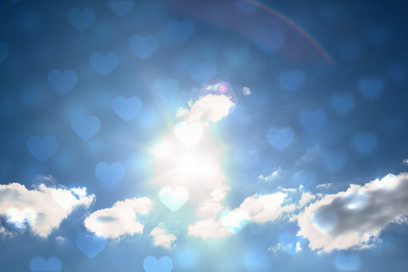 Valentines heart design against skyの写真素材