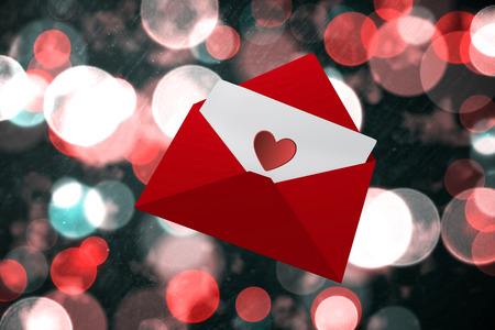 Love letter against digitally generated twinkling light designの写真素材