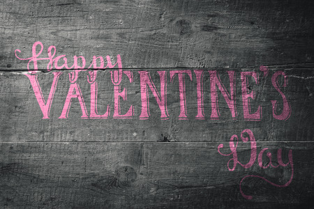 Valentines message against overhead of wooden planksの写真素材