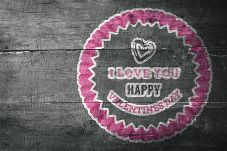 Valentines message against overhead of wooden planksの写真素材