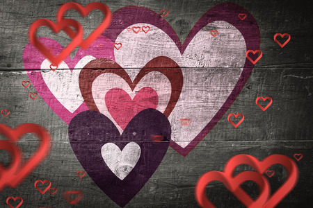 Hearts against overhead of wooden planks