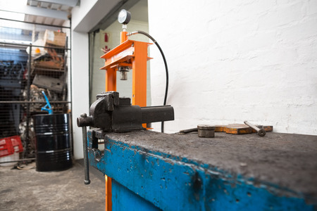Empty work station at the repair garage