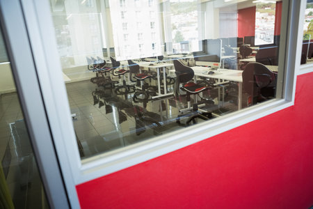 Empty computer room in collegeのeditorial素材