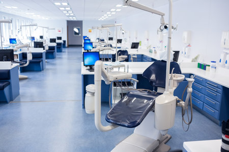 Inside of the clinic with dentists chairs at the dental hospitalのeditorial素材