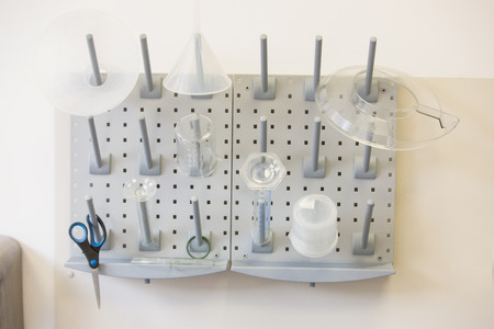 Tools hanging on the wall at the laboratory