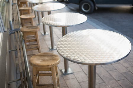 Stylish bar stool with table at the bakeryの写真素材