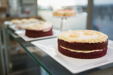 Display case of sweet desert at the bakeryの写真素材