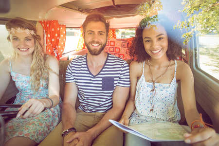Hipster friends on road trip on a summers dayの写真素材