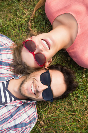 Cute couple in the park on a sunny dayの写真素材