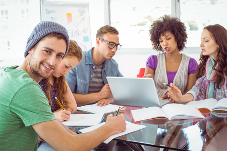 Fashion students working as a team at the college