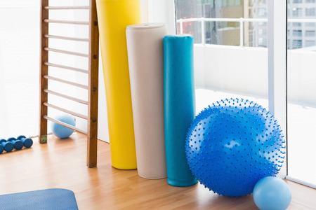 Exercise equipment in fitness studioの写真素材