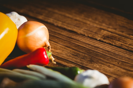 Vegetables laid out on table shot in studioの写真素材