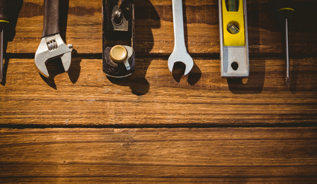 DIY tools laid out on table shot in studio