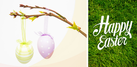 Happy easter against grass background
