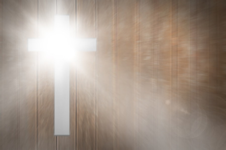 Lens flare against wooden planksの写真素材