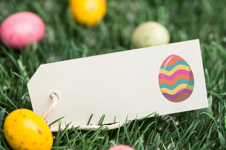 easter egg against blank tag with easter eggs