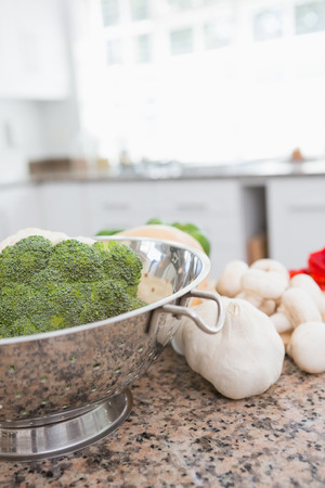 Fresh vegetables on the counter at home in kitchenの写真素材