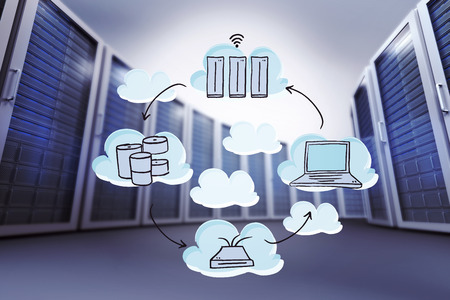 Cloud computing doodle against grey vignetteの写真素材