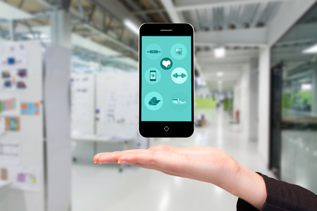 Fitness apps against college hallway