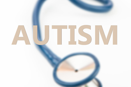 autism against blue stethoscopeの写真素材
