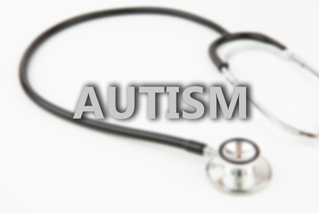 autism against metal black stethoscopeの写真素材