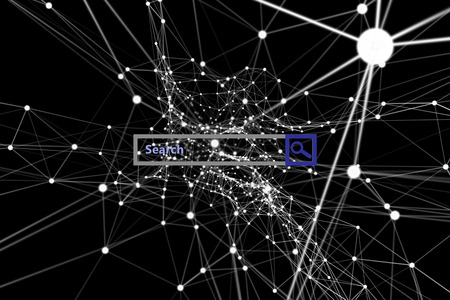 Search engine  against white lines on black backgroundの写真素材
