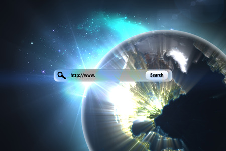 Search engine  against earth seen from spaceの写真素材