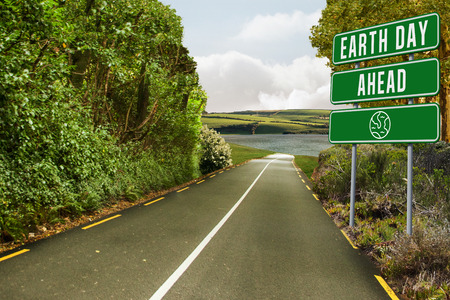 earth day ahead against scenic backdropの写真素材