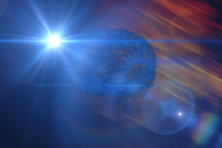 brain against orange glowの写真素材