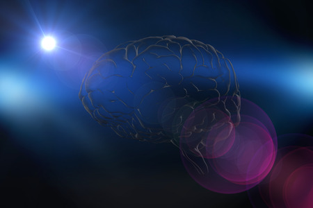 brain against blue glowの写真素材