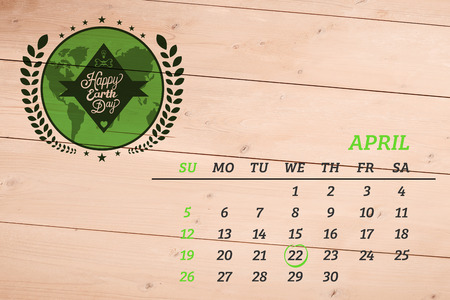 april calendar against overhead of wooden planksの写真素材