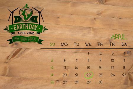 april calendar against bleached wooden planks backgroundの写真素材