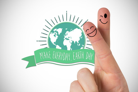 Fingers smiling against white background with vignette
