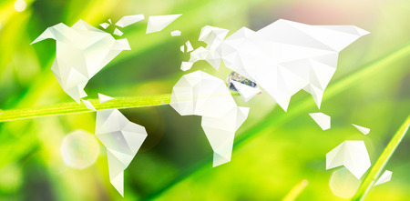 Earth Day Graphic against dew on the grass close upの写真素材