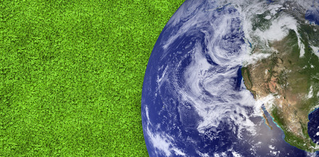 earth against astro turf surfaceの写真素材