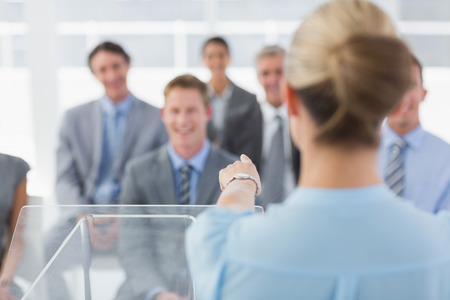 Businesswoman doing conference presentation in meeting room