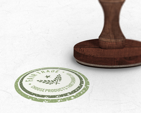 Wooden stamp against parchmentの写真素材