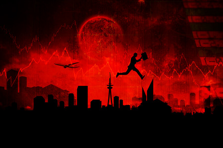 Full moon against stocks and sharesの写真素材