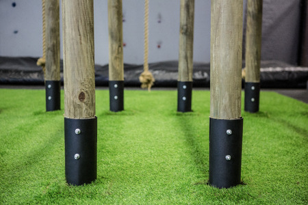Close up view of parallel bars in crossfit gym