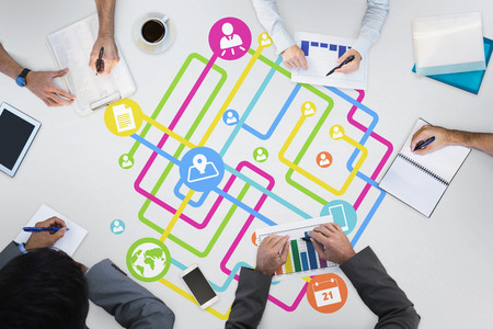 Business meeting against apps