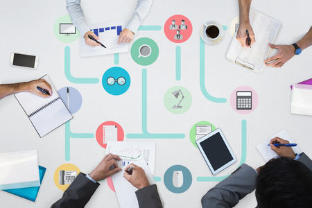 Business meeting against appsの写真素材