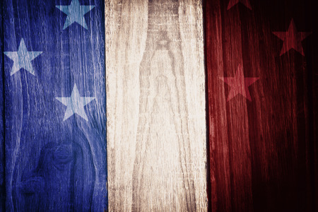 Usa national flag against wooden tableの写真素材