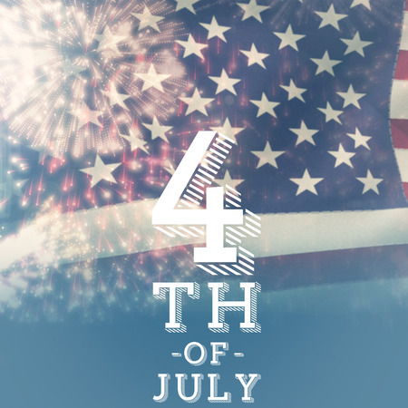 Independence day graphic against united states of america flagの写真素材