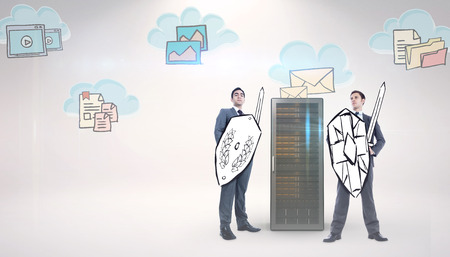 Corporate army against grey backgroundの写真素材