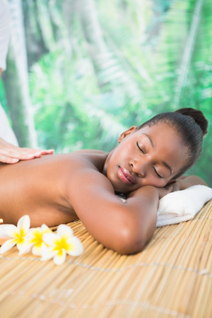 Pretty woman enjoying a massage at the health spaの写真素材