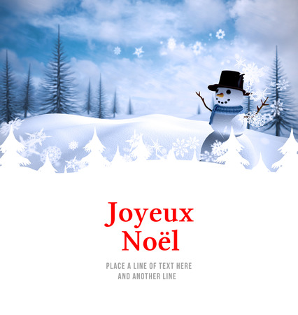 Joyeux noel against snow manの写真素材